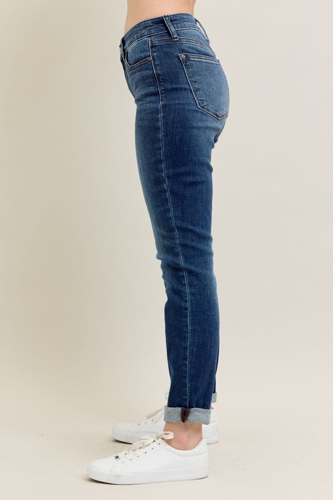 Mid-Rise Cuffed Slim Fit Jeans