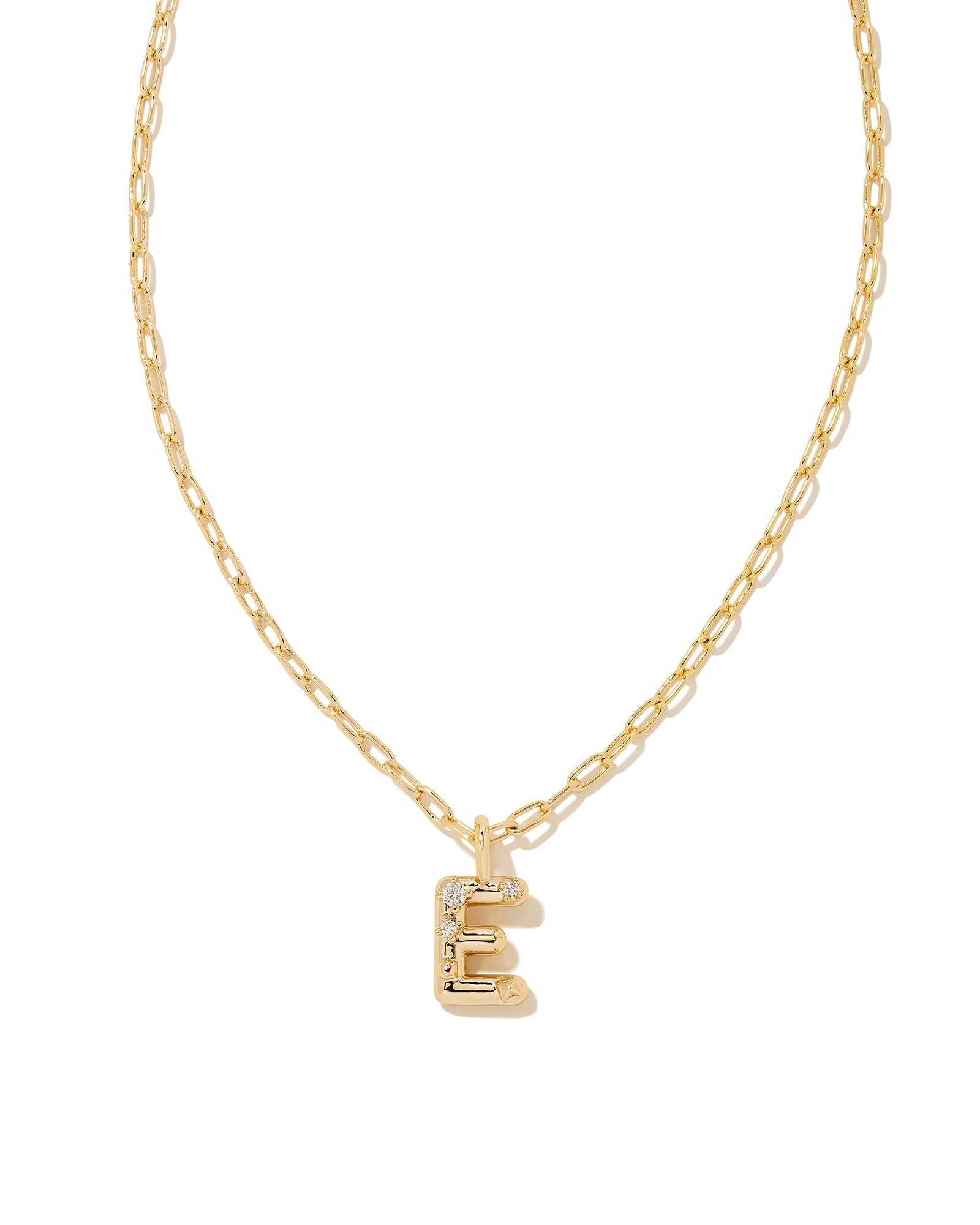Crystal Letter Pendant Necklace Gold