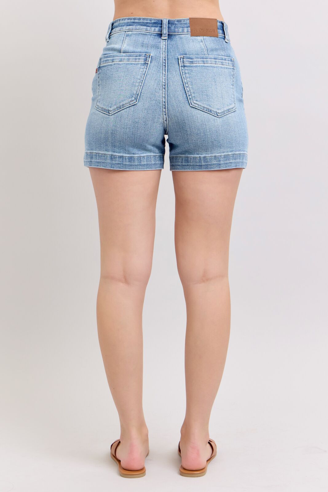 Mid-Rise Denim Trouser Shorts