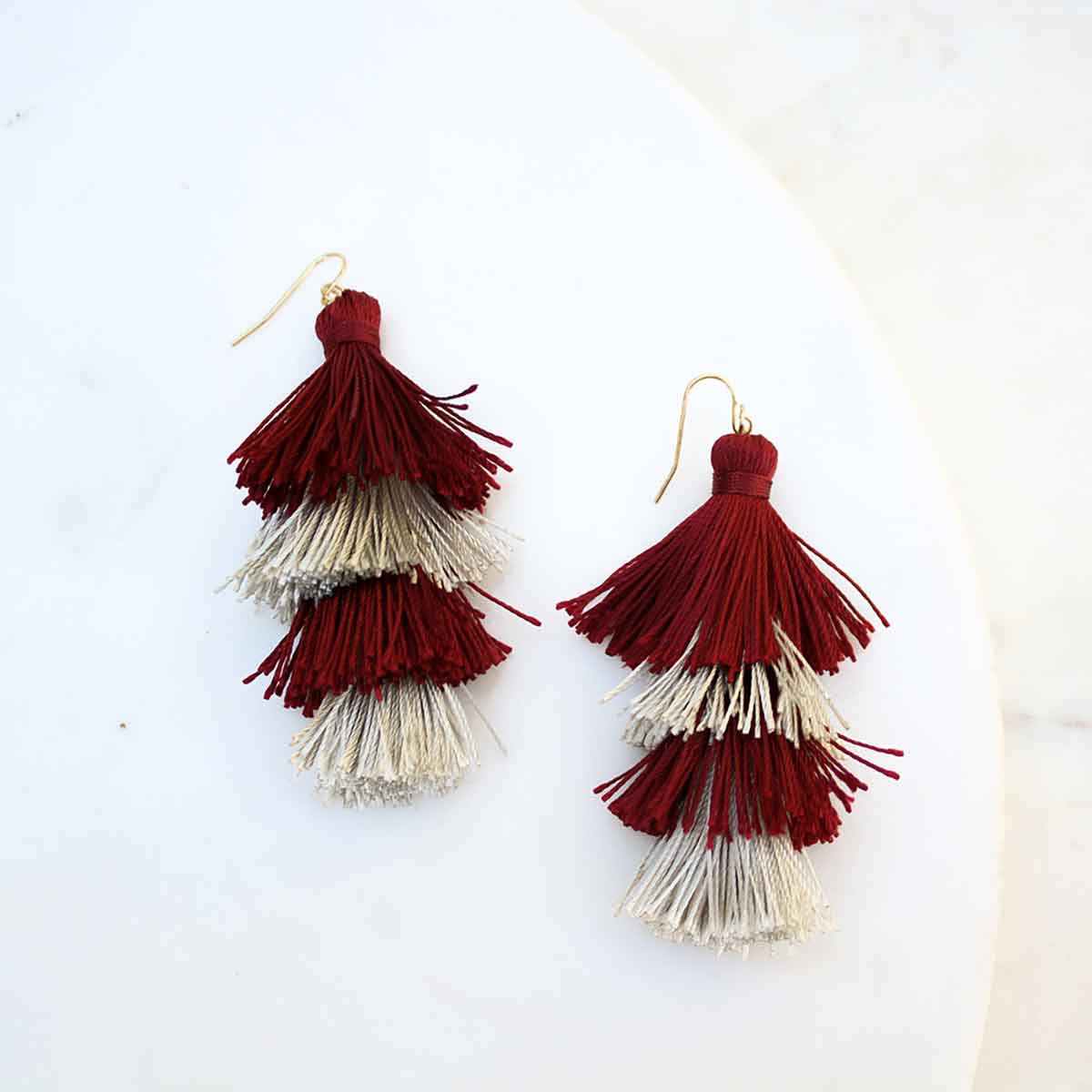 Spirit Tassel Earrings Maroon/Gray
