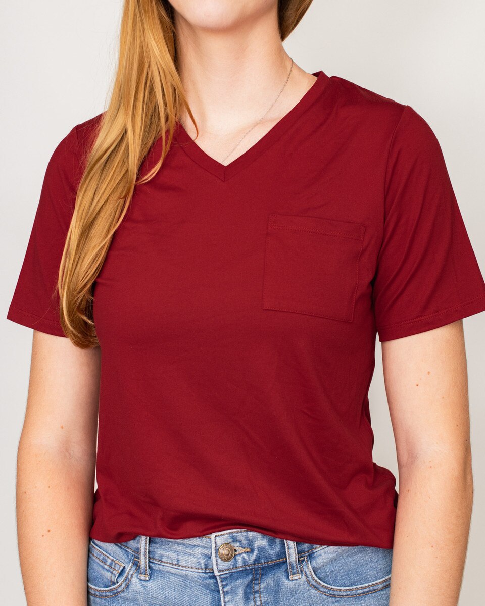 Sale Highlands V-Neck Pocket Tee Dark Red