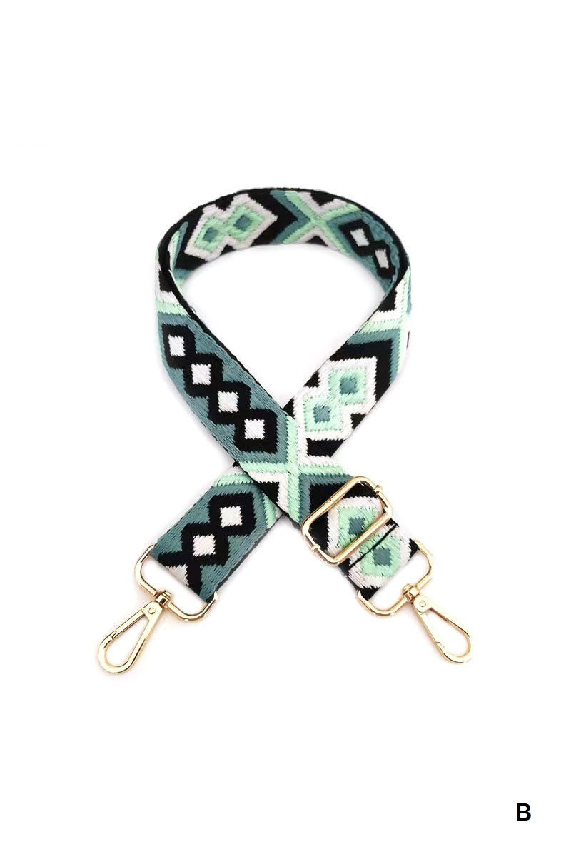 Crossbody Guitar Strap Mint/Black Print