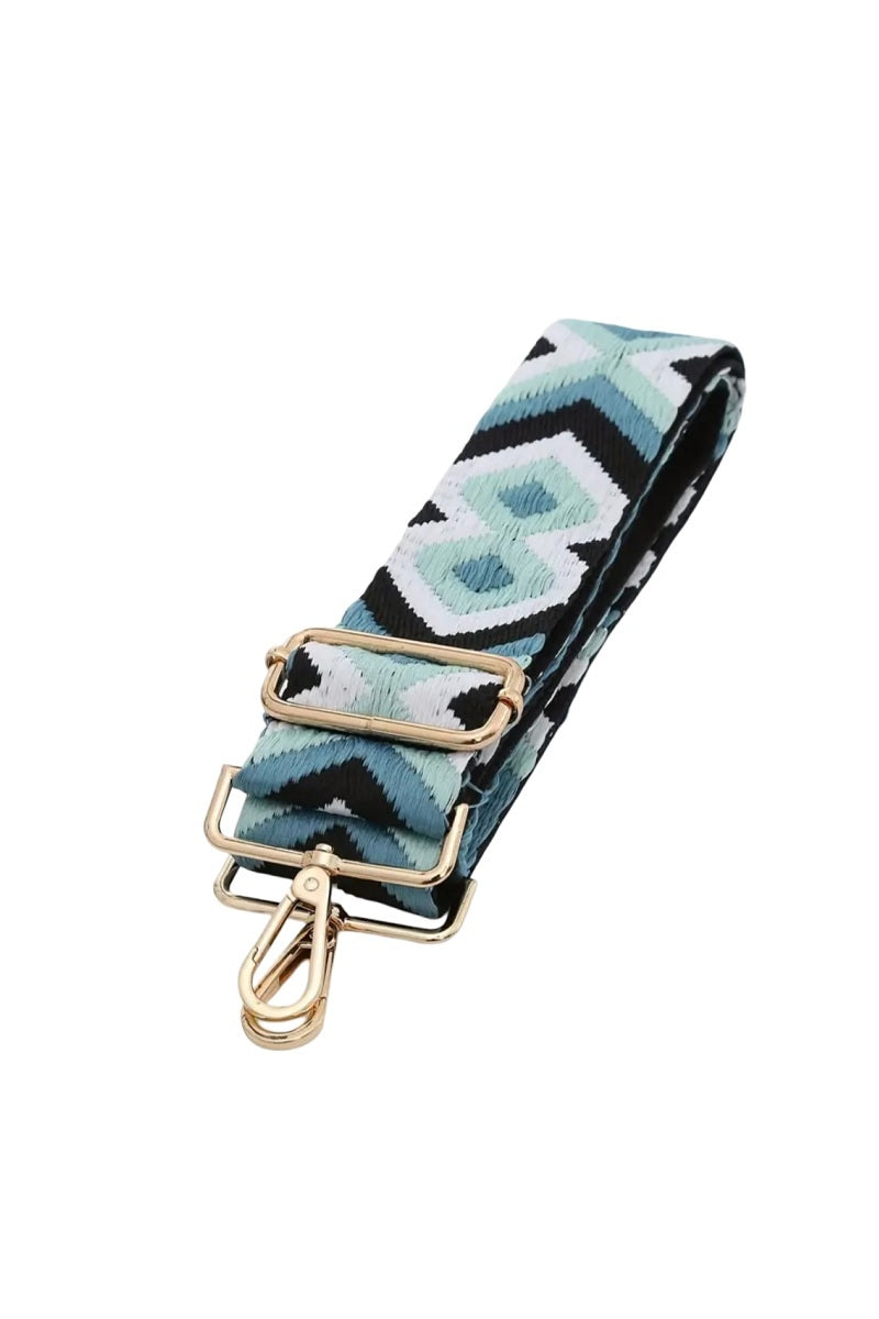 Crossbody Guitar Strap Mint/Black Print