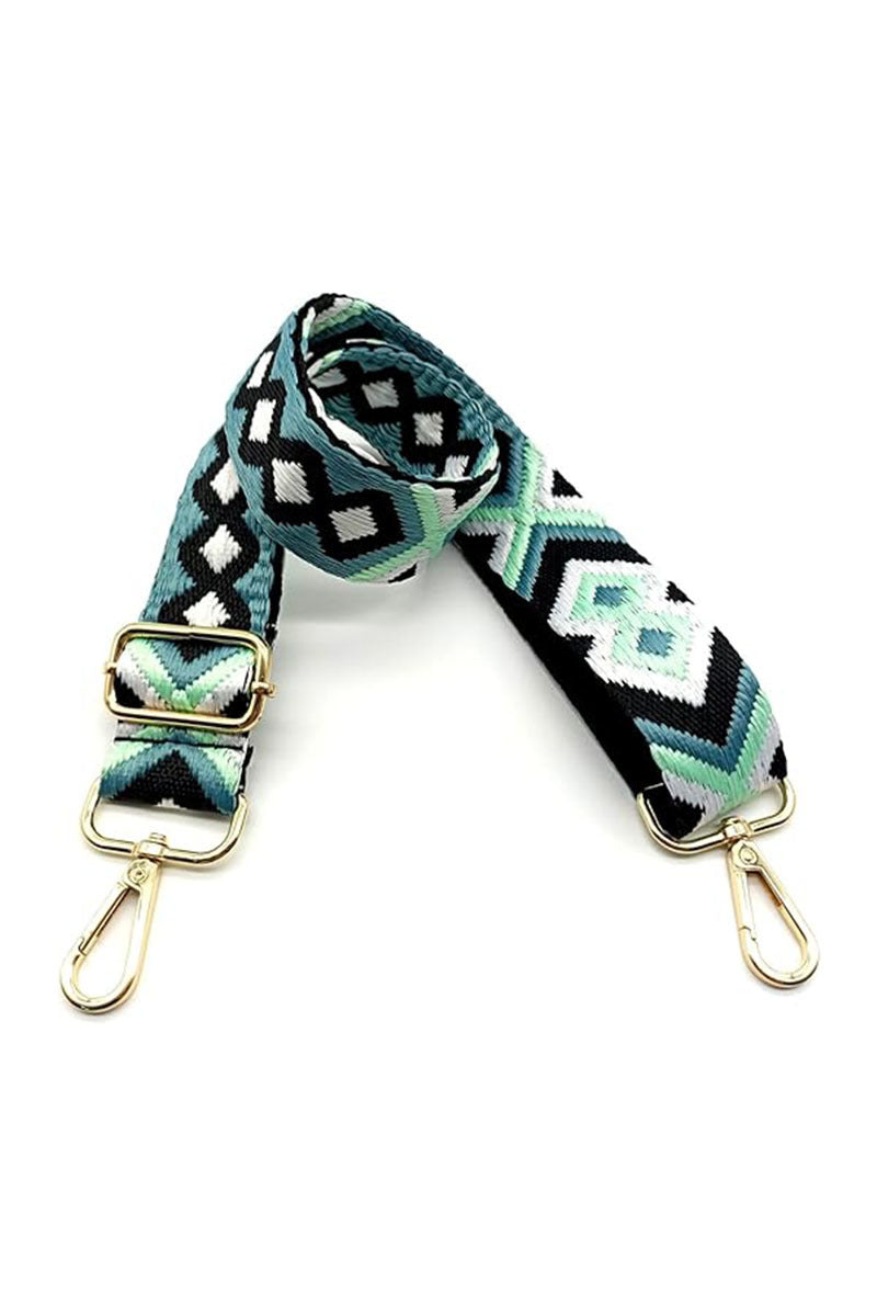 Crossbody Guitar Strap Mint/Black Print