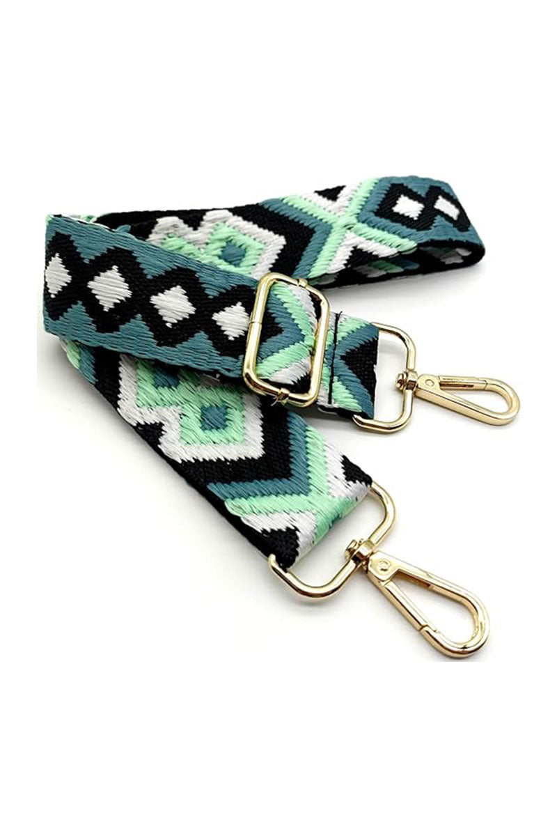 Crossbody Guitar Strap Mint/Black Print