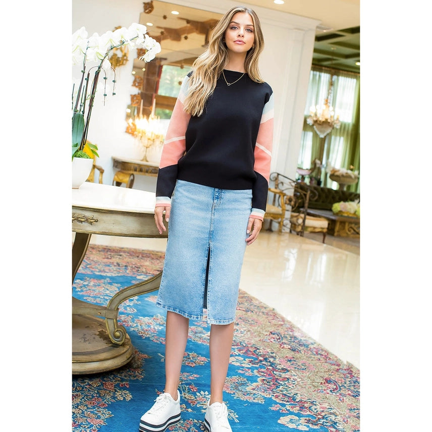 Sale Colorblocked Sleeve Sweater