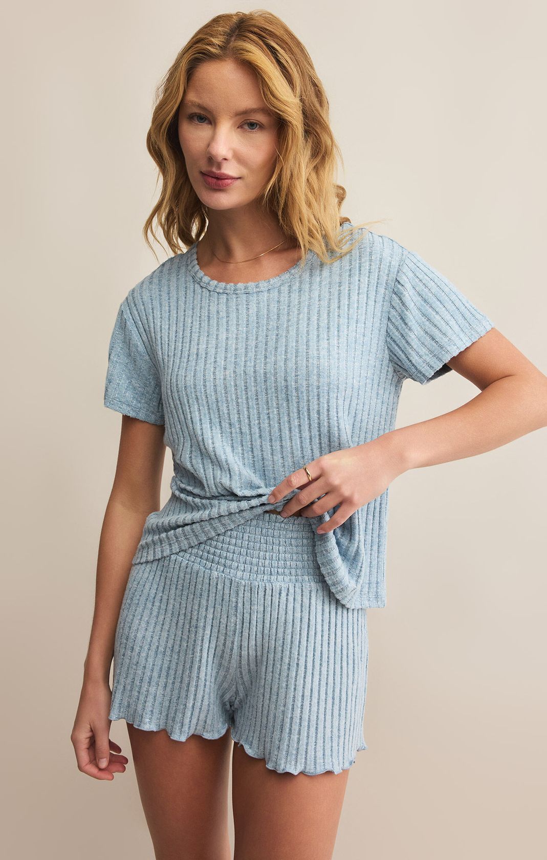 Kara Rib Tee Light Denim