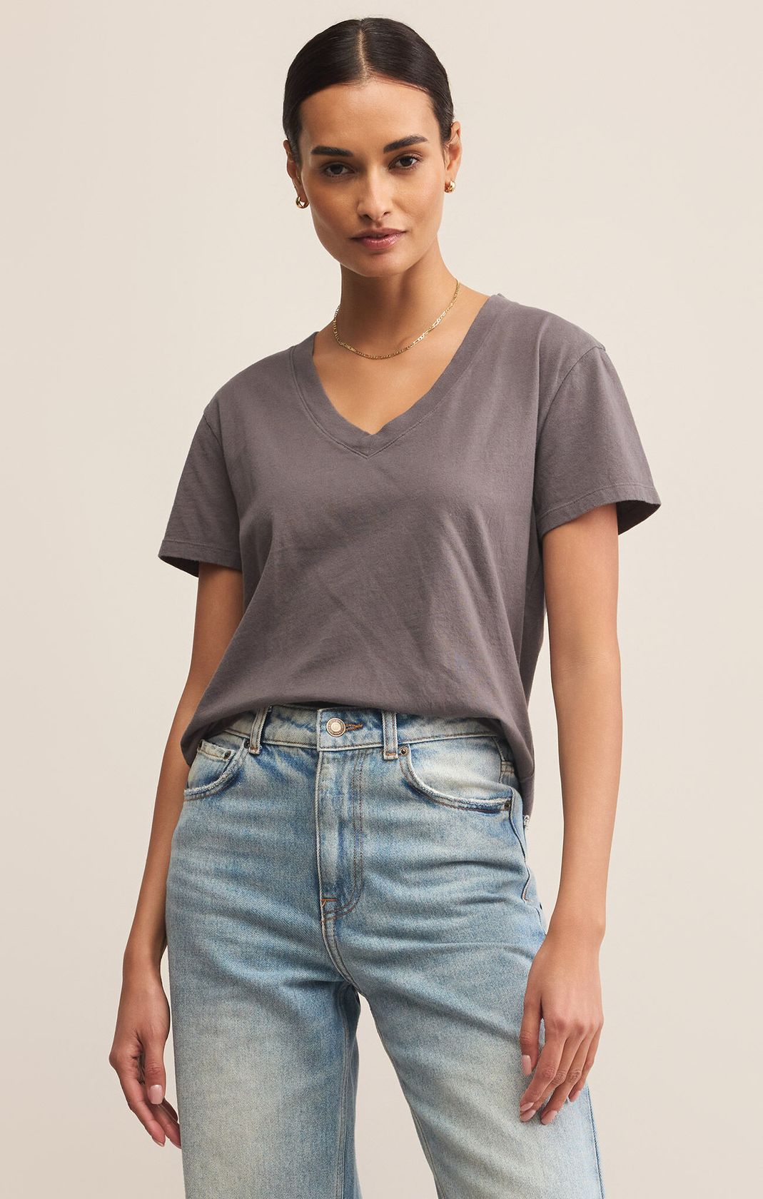 Sale Weekdays V-Neck Tee Washed Grey