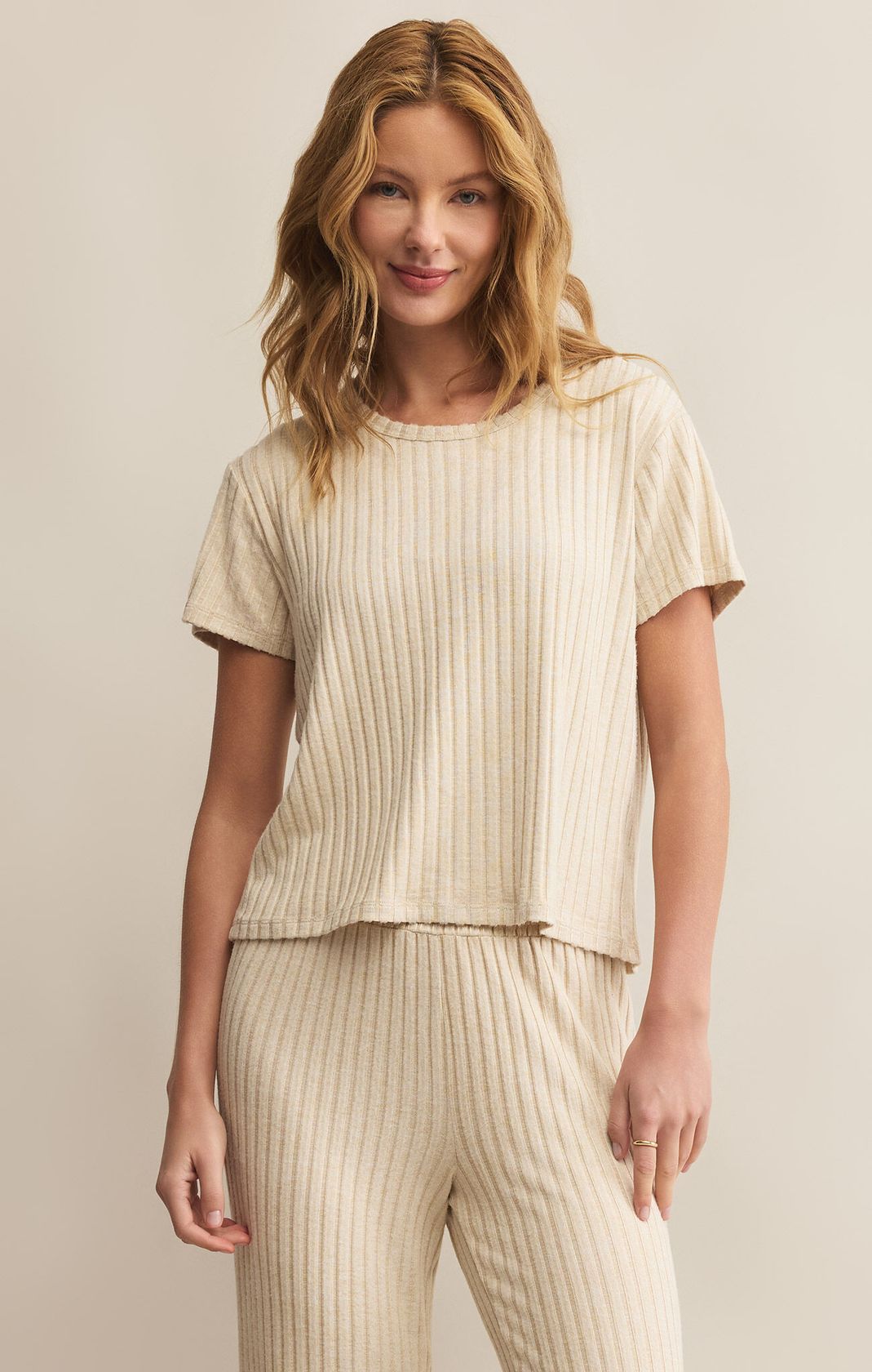 Dawn Smocked Rib Short Light Oatmeal Heather