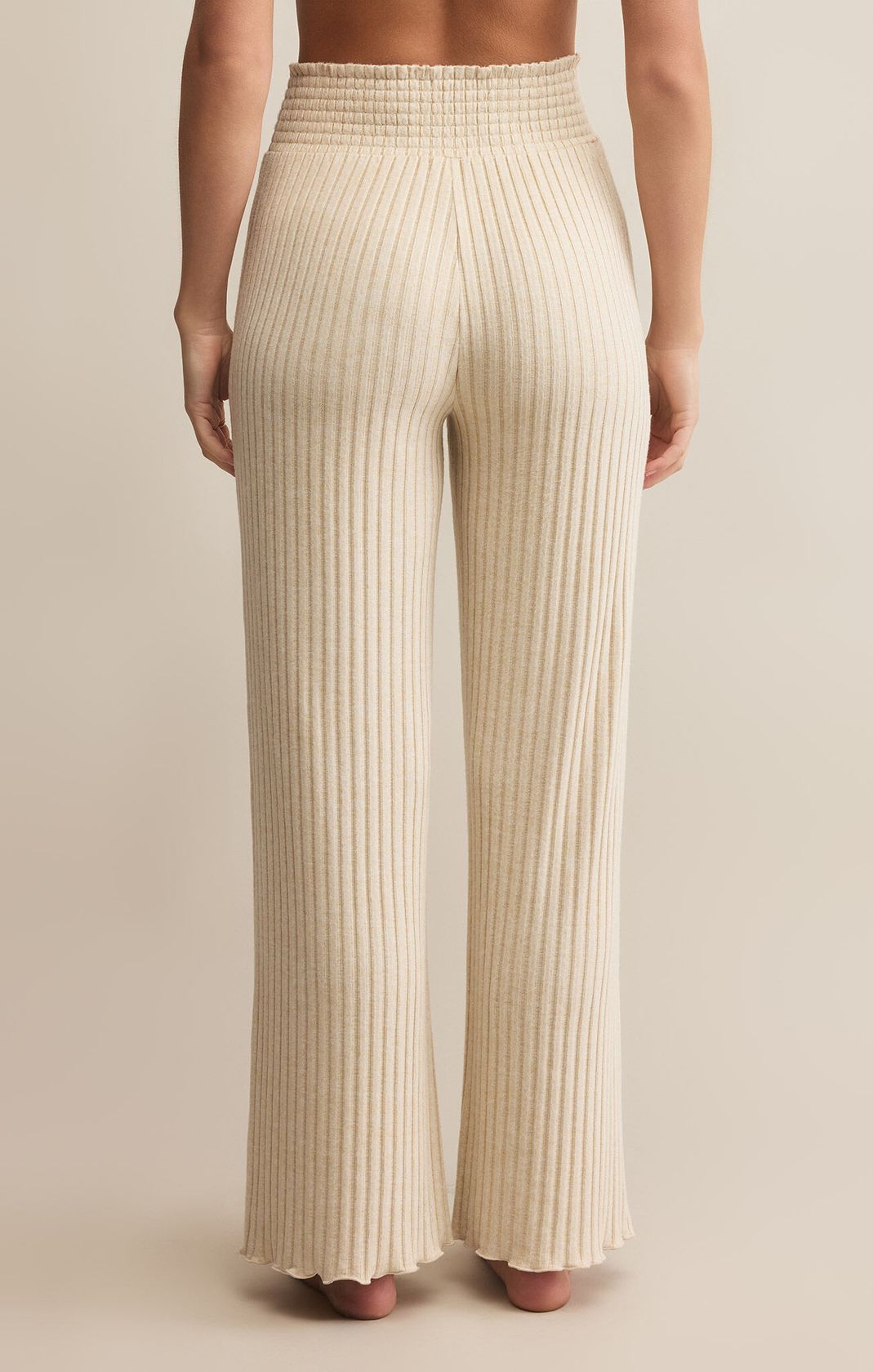 Dawn Smocked Rib Pant Light Oatmeal Heather