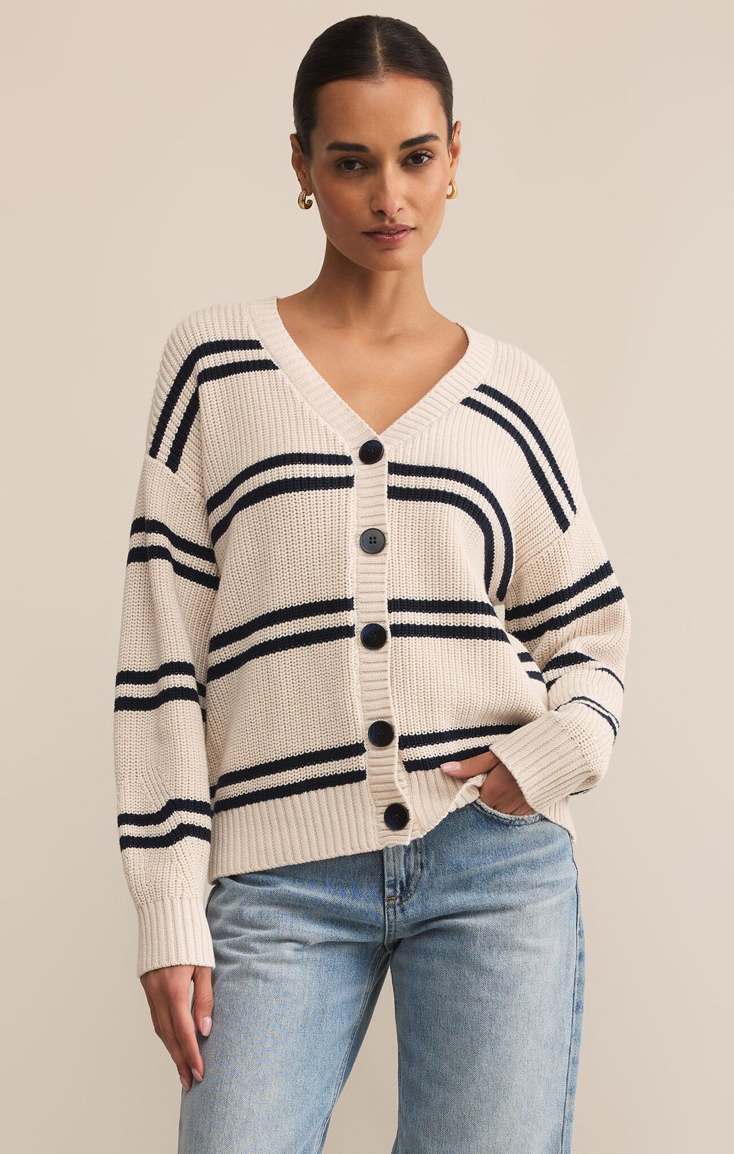 Boyfriend Striped Cardigan Crystal