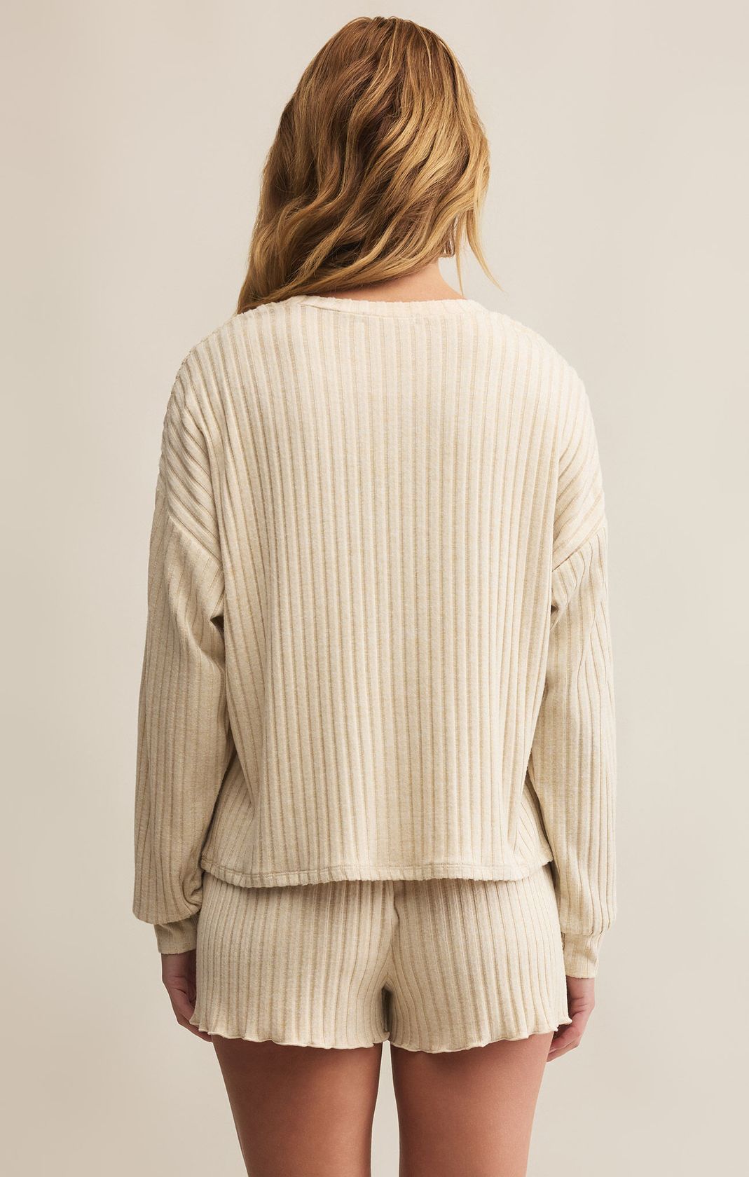 Daydream Rib Long Sleeve Top Light Oatmeal Heather