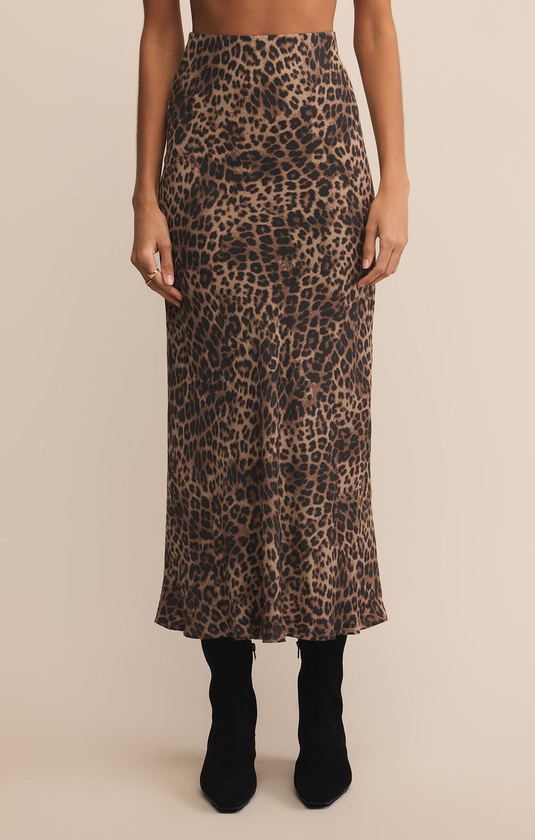 Izabel Leopard Skirt Desert Tan