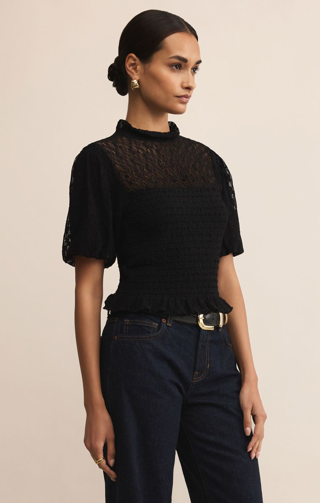 Glimpse Lace Top Black