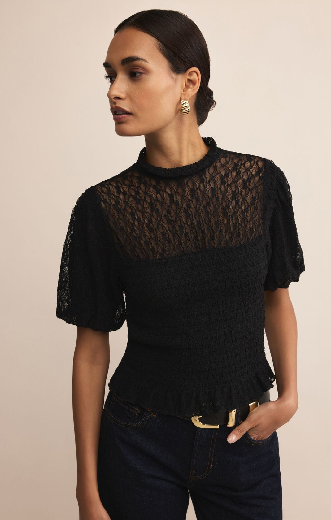 Glimpse Lace Top Black
