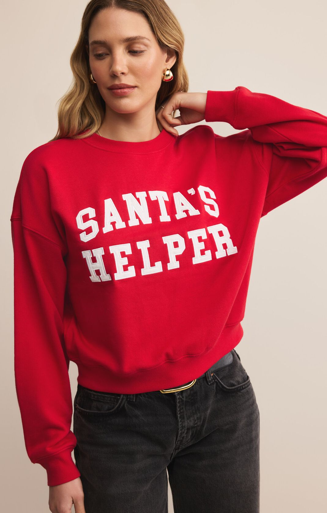 Sale Santa's Helper Holiday Sweatshirt Festive Red