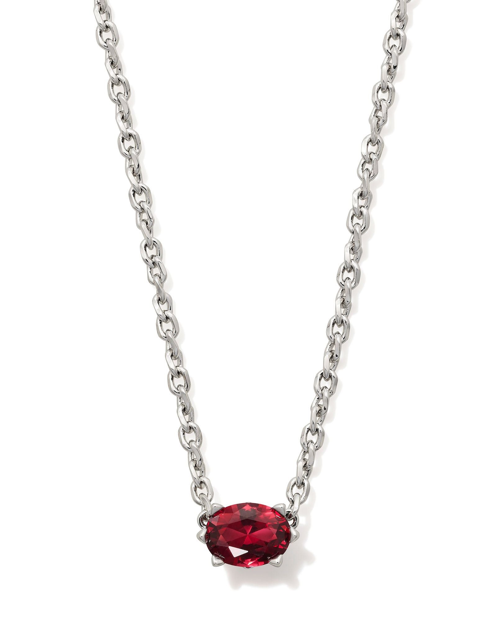 Cailin Burgundy Crystal Pendant Necklace Silver