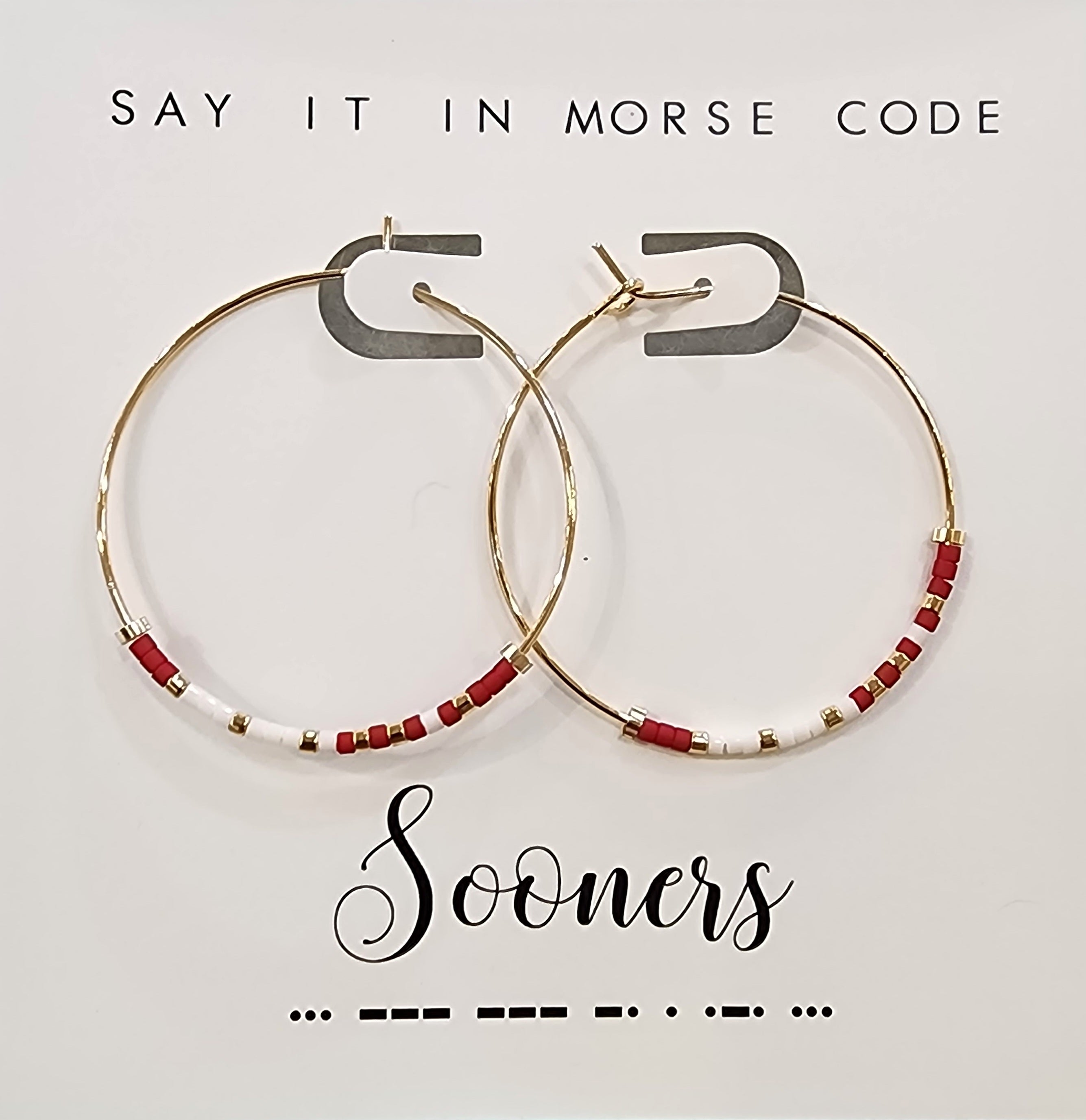 Sooners Dot & Dash Hoop Earrings