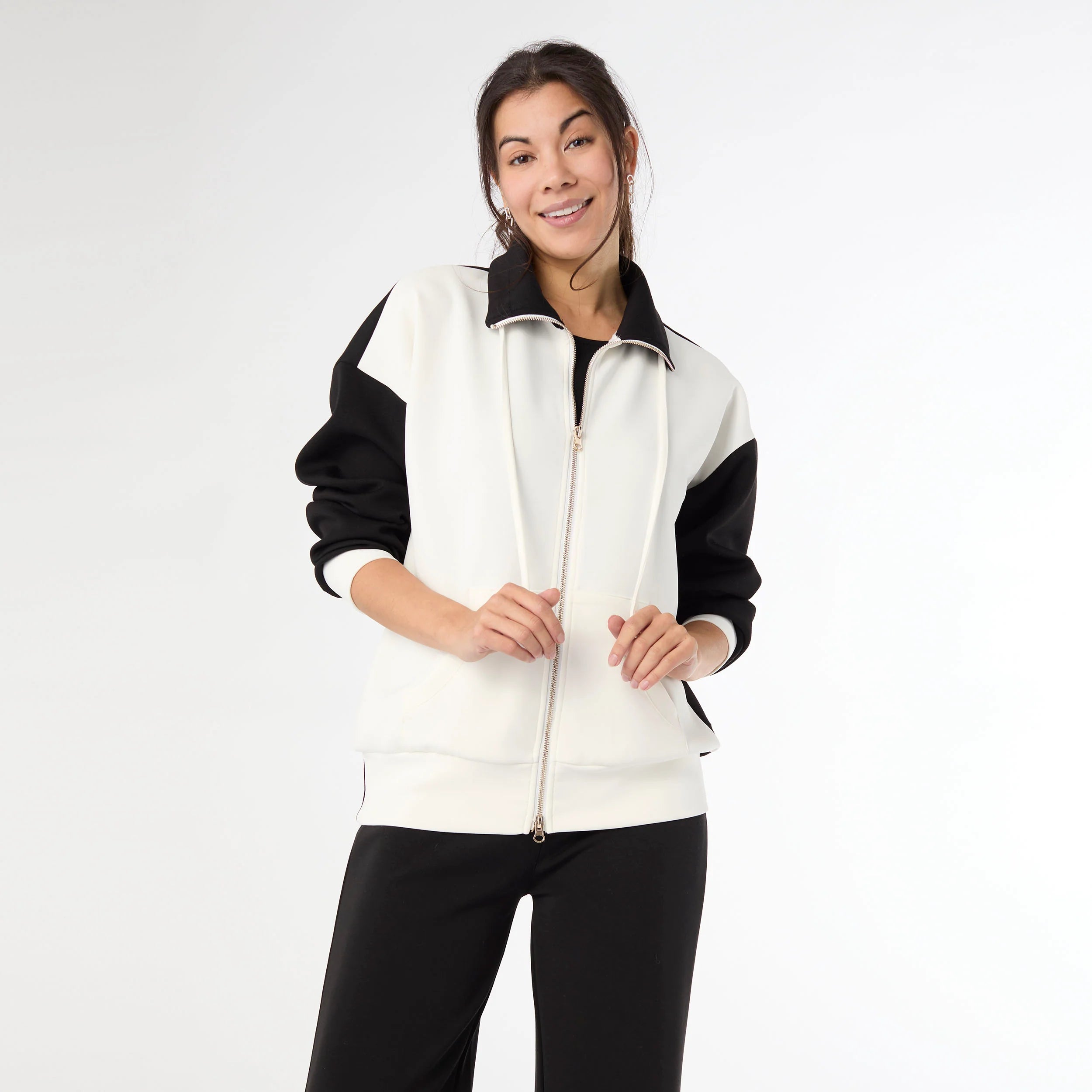 Sale Hilarie Two-Tone Jogger Pant Black/Ivory