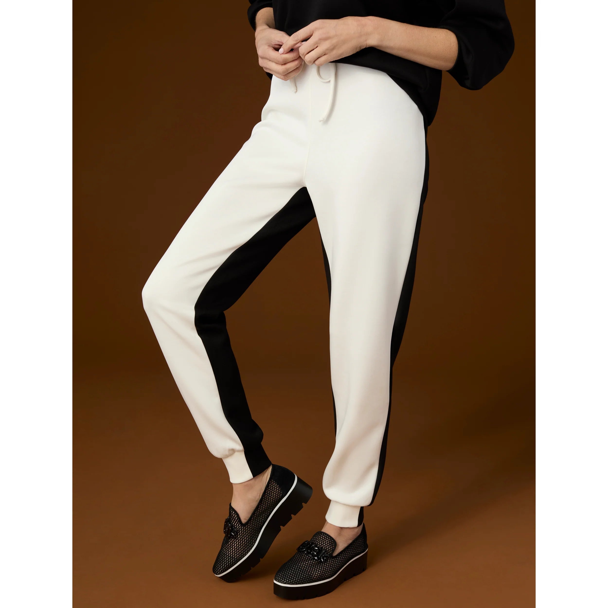 Sale Hilarie Two-Tone Jogger Pant Black/Ivory