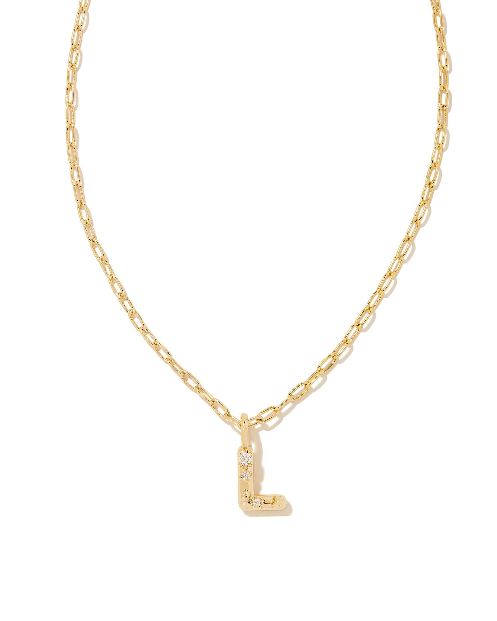 Crystal Letter Pendant Necklace Gold