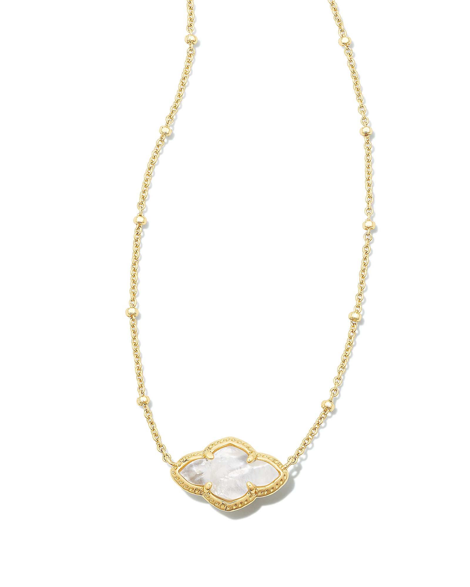 Abbie Pendant Necklace Ivory MOP Gold