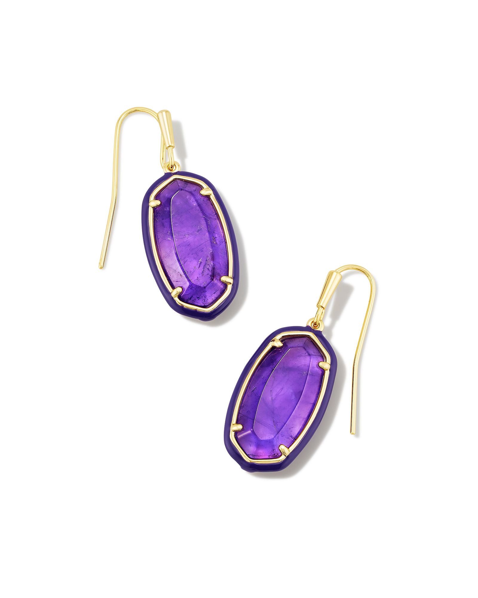 Dani Enamel Framed Drop Earrings Amethyst