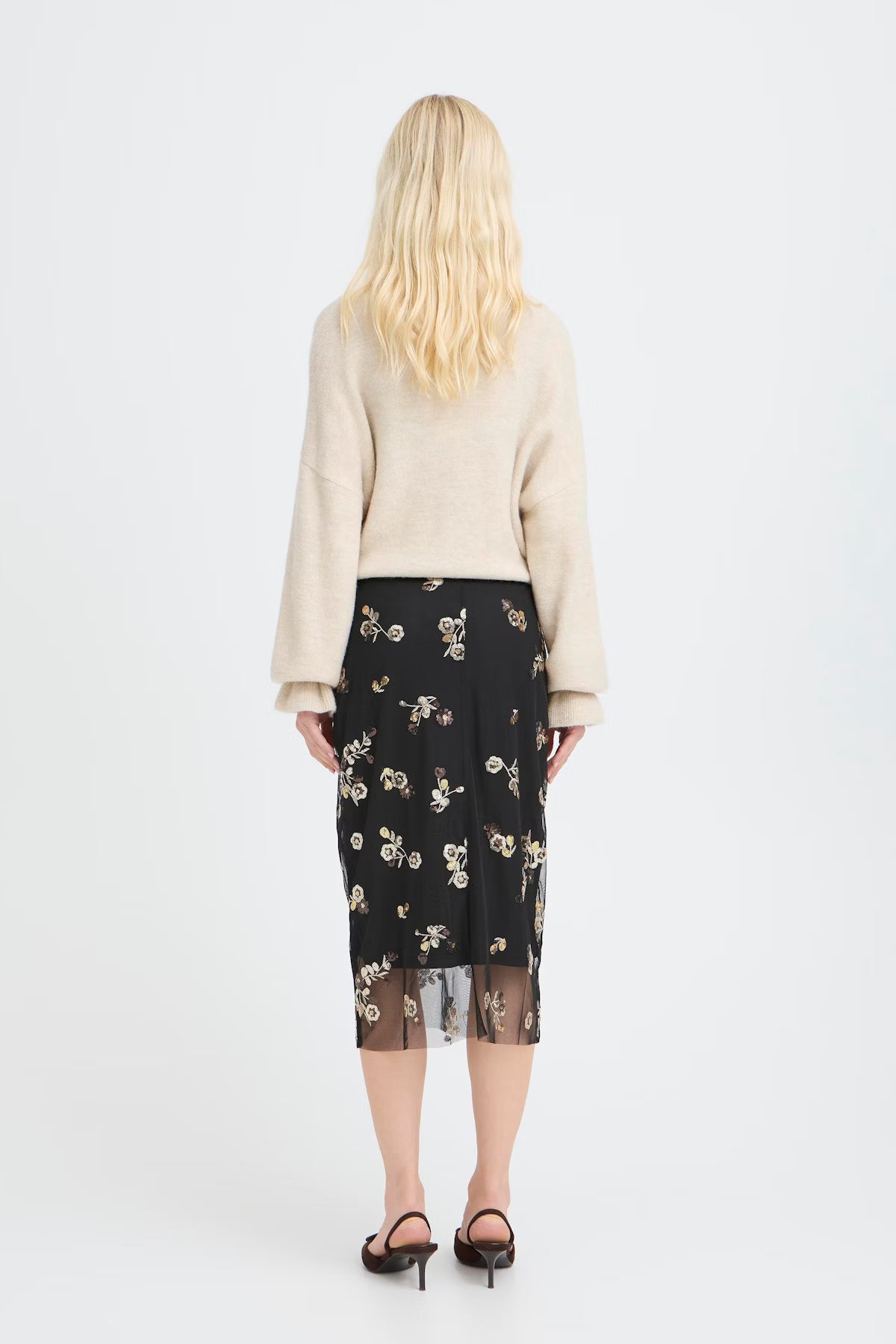 Sale Sequin Floral Print Pencil Skirt