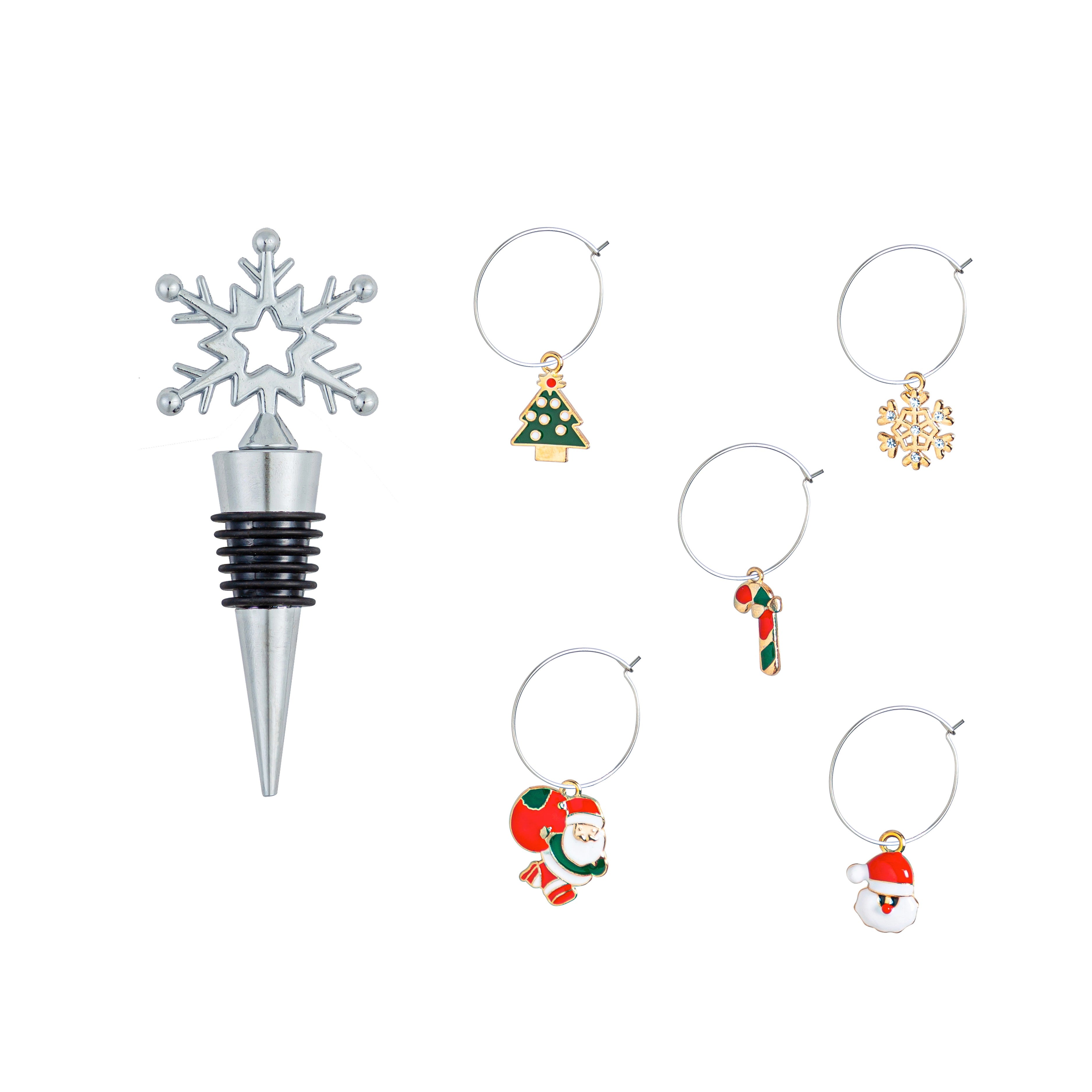 Snow Flake Wine Stopper & Charm Set