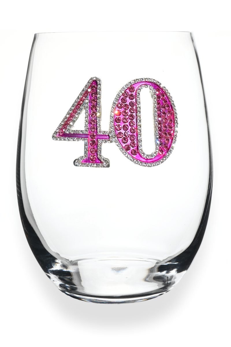40th Birthday Stemless Wine Glass