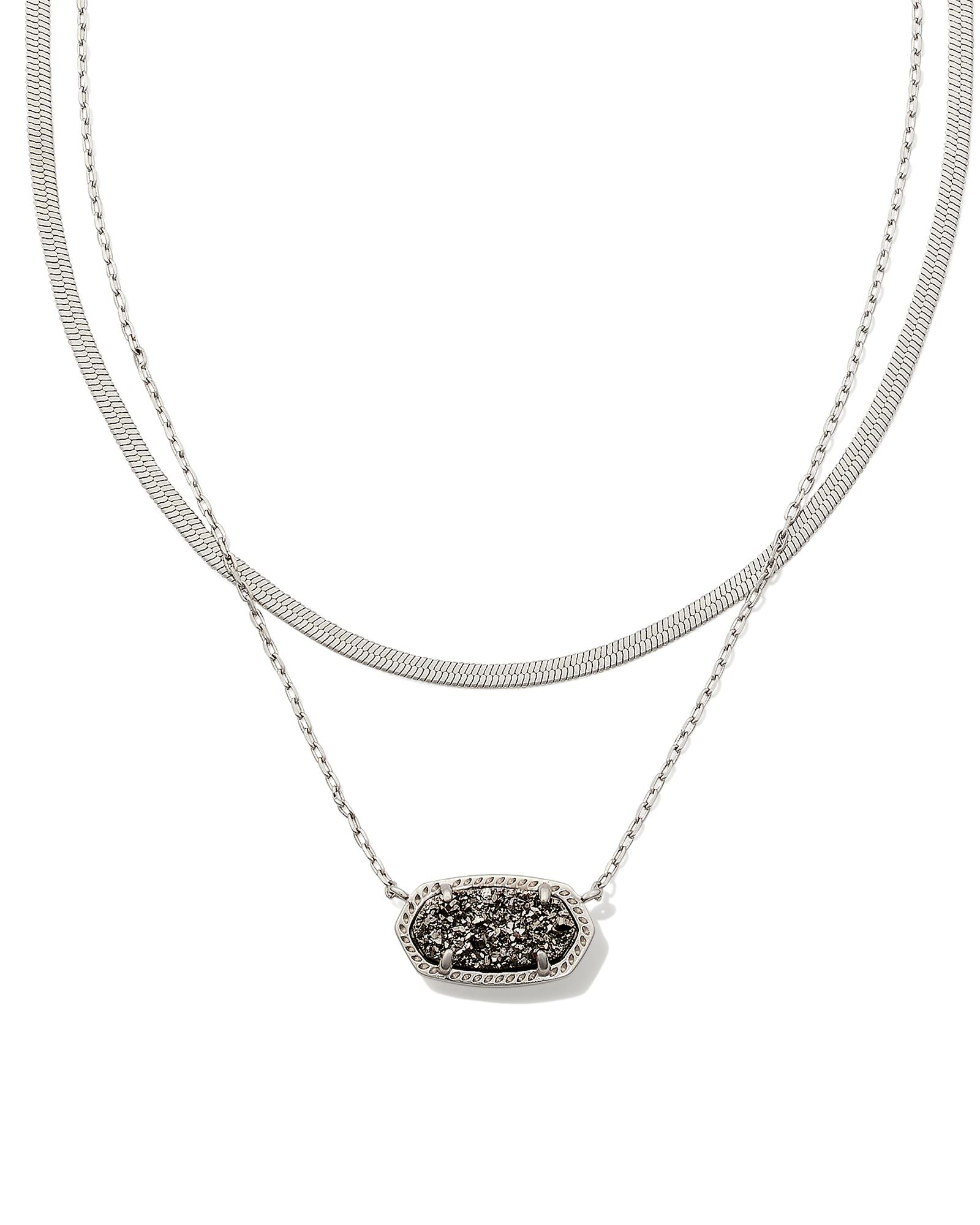 Elisa Herringbone Silver Multi Strand Platinum Drusy