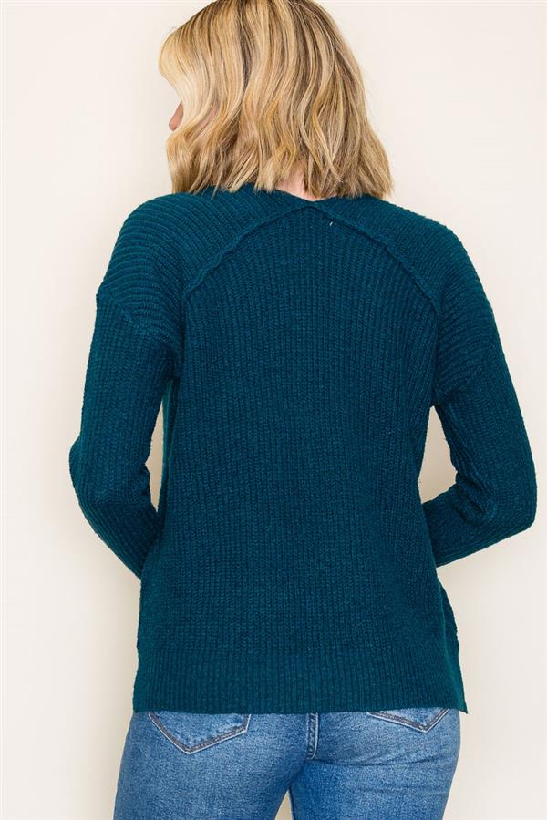 Sale Long Sleeve V-Neck Sweater Teal