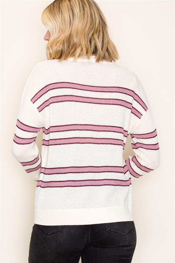 Crew Neck Long Sleeve Striped Sweater