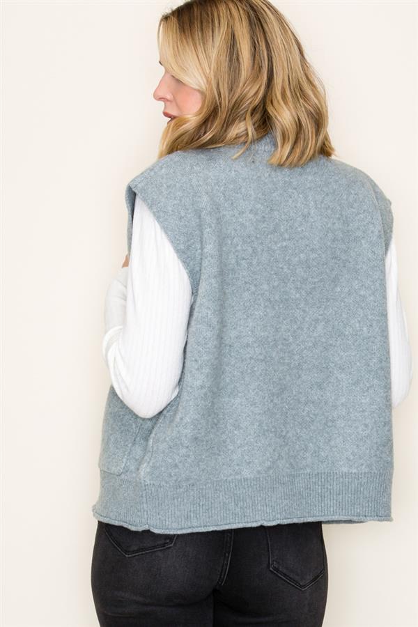 Mock Neck Sweater Vest Light Jade