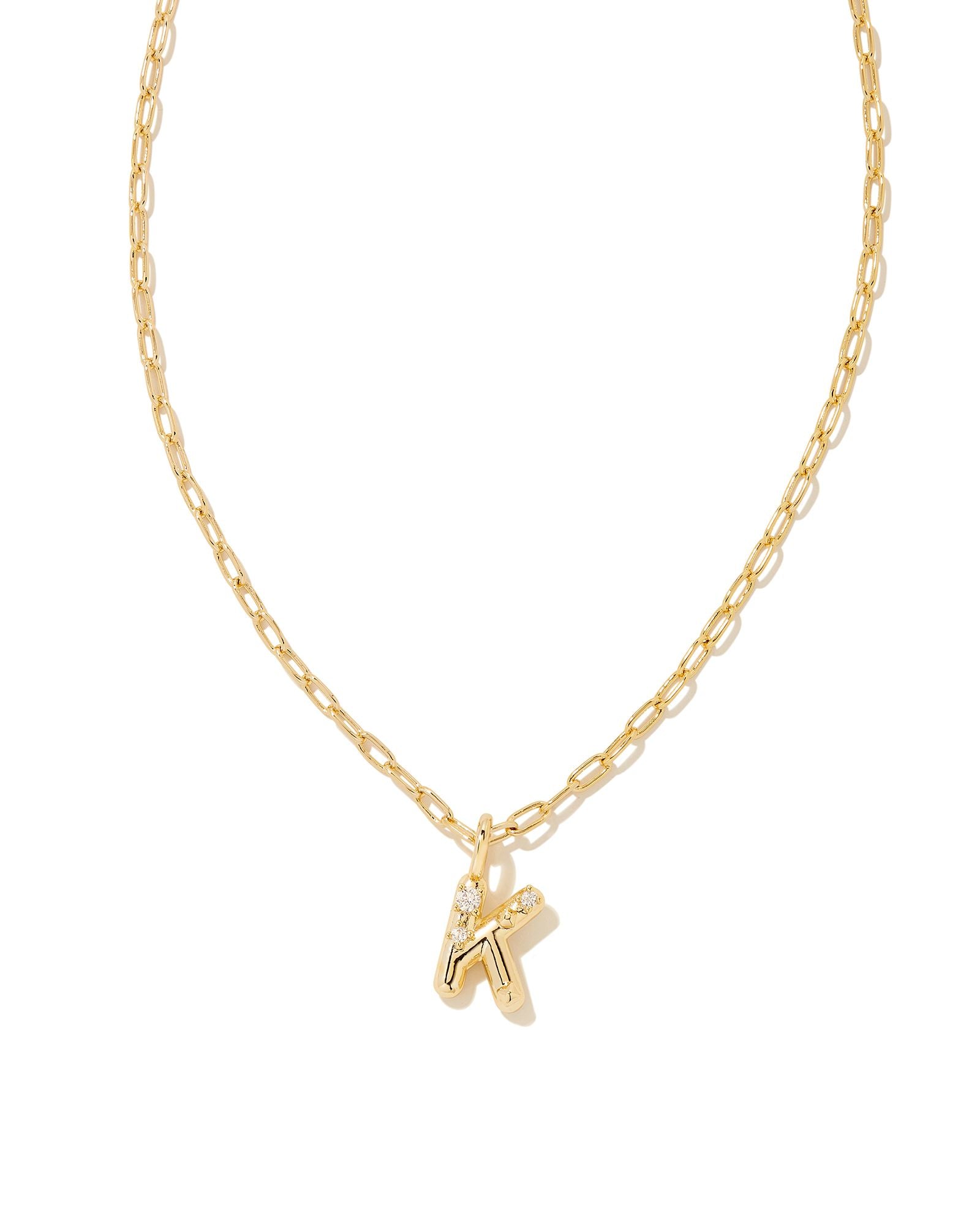 Crystal Letter Pendant Necklace Gold