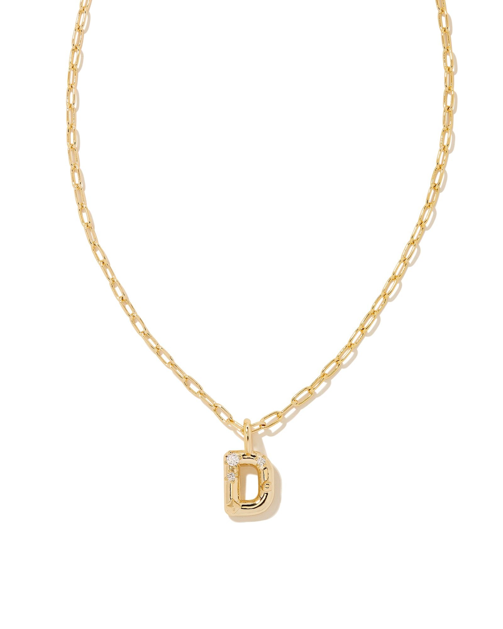 Crystal Letter Pendant Necklace Gold