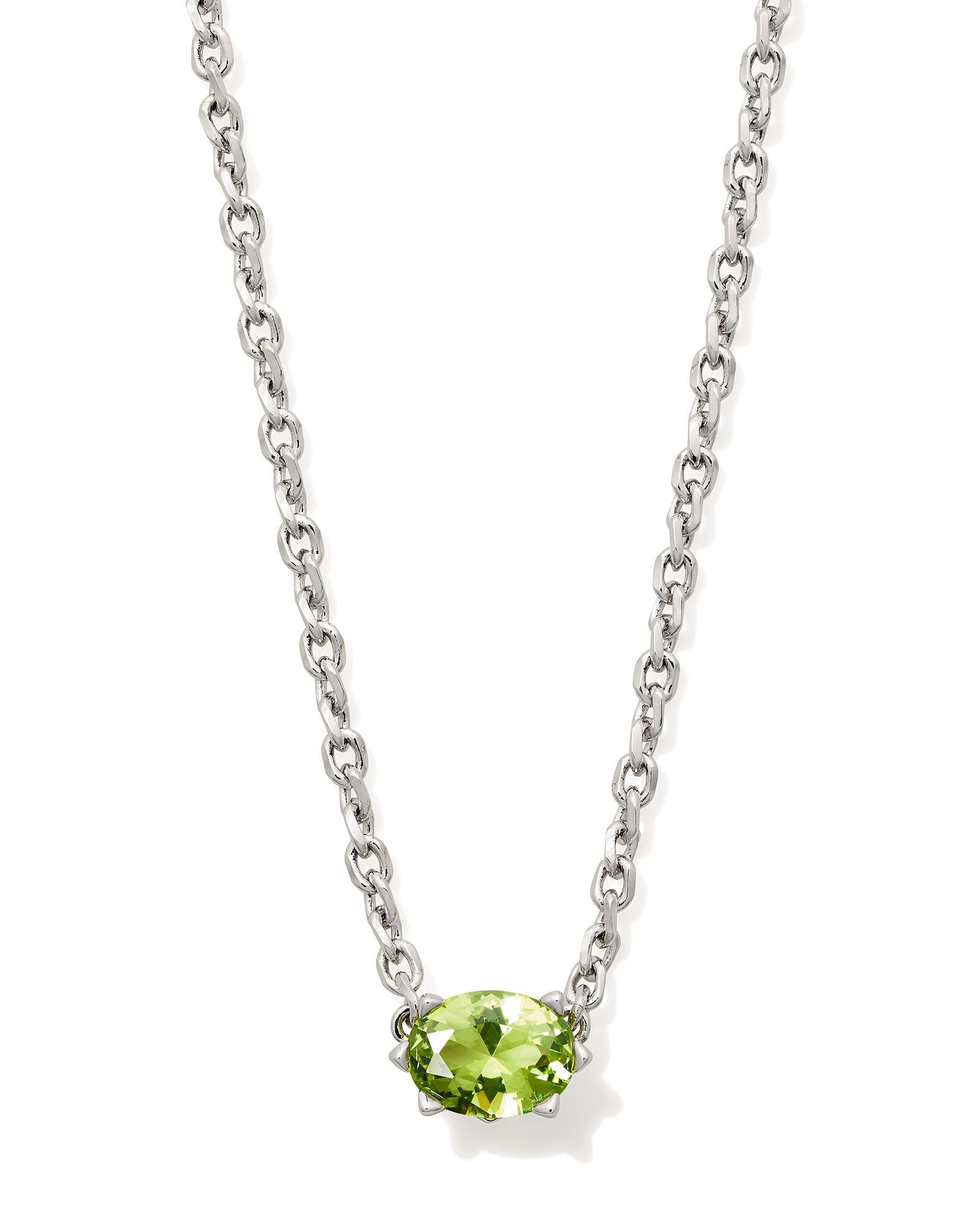 Cailin Peridot Crystal Pendant Necklace Silver