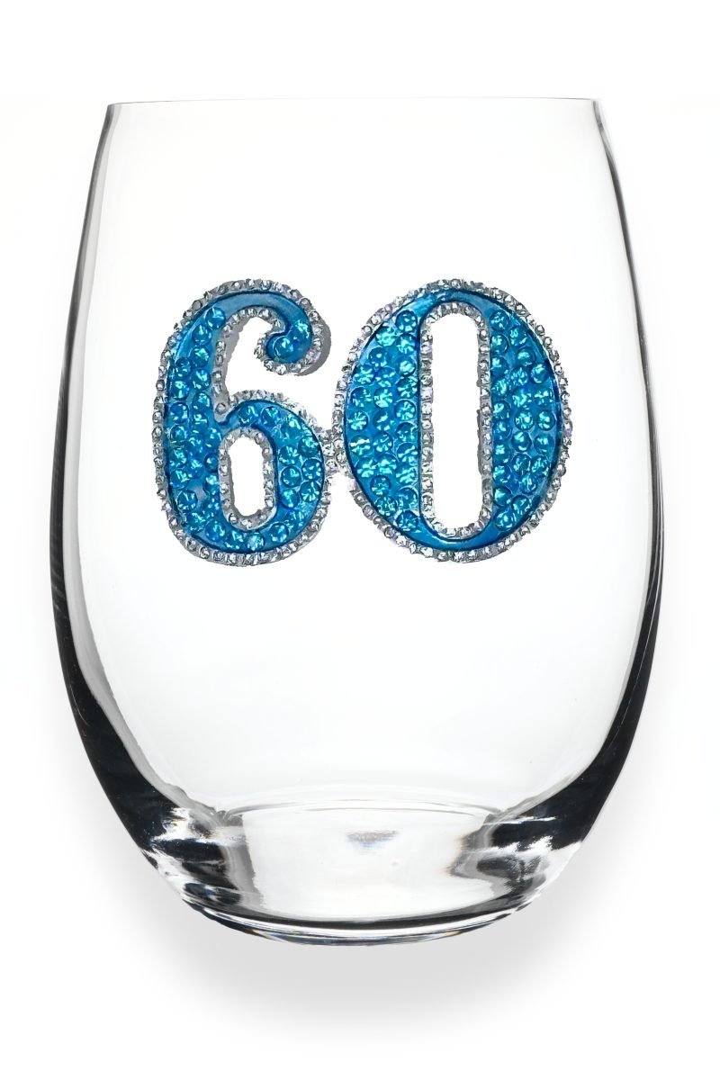 60th Birthday Stemless Wine Glass