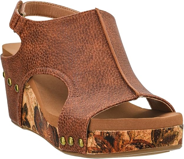 Carley Wedge Sandal Cognac Tumbled