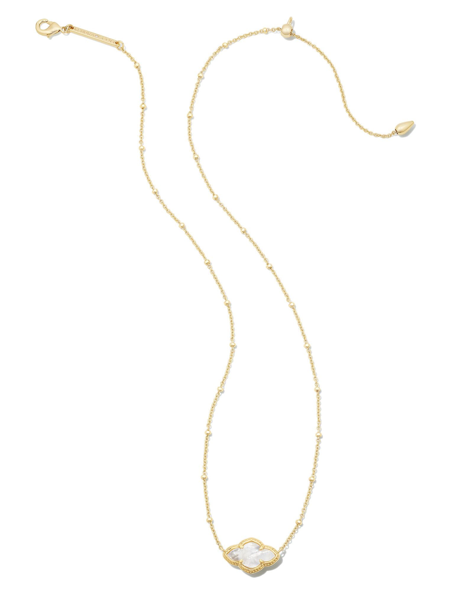 Abbie Pendant Necklace Ivory MOP Gold