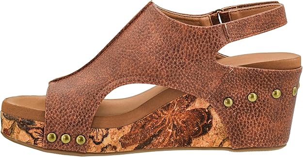 Carley Wedge Sandal Cognac Tumbled