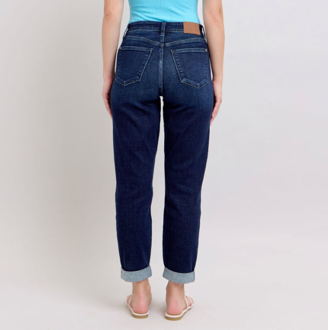 High-Rise Cuffed Boyfriend Jeans