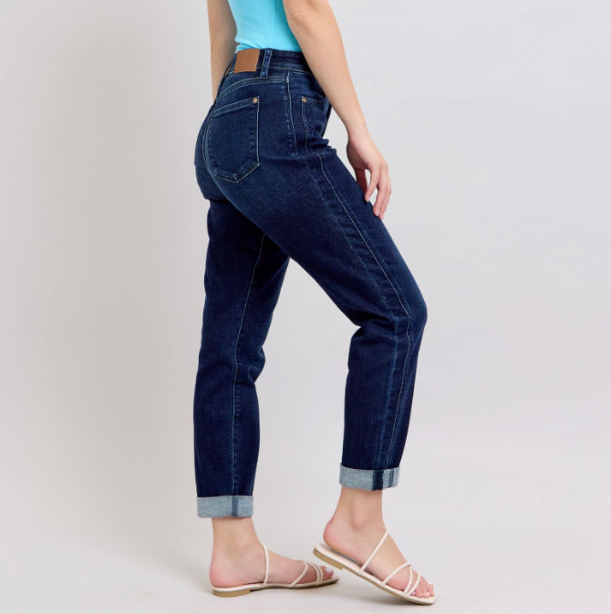 High-Rise Cuffed Boyfriend Jeans