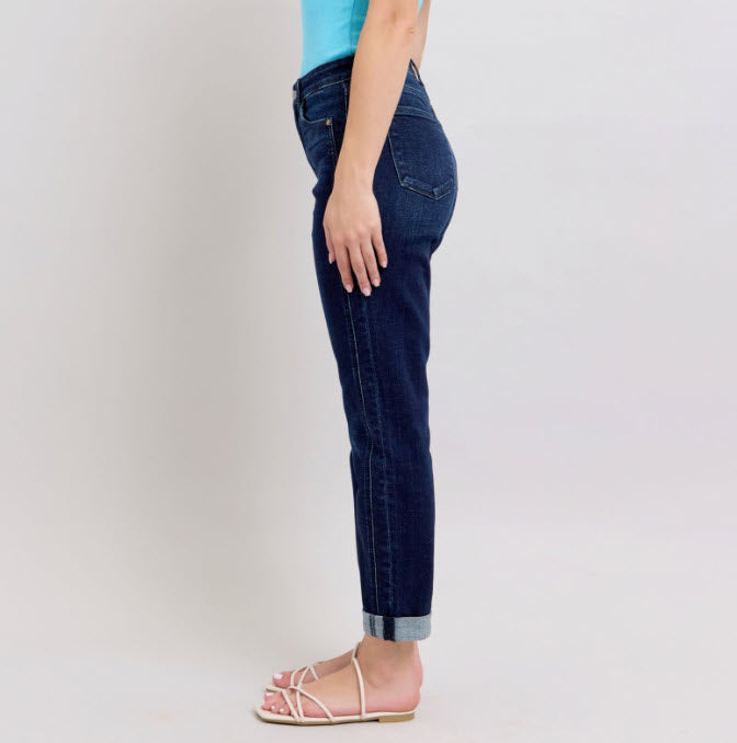 High-Rise Cuffed Boyfriend Jeans
