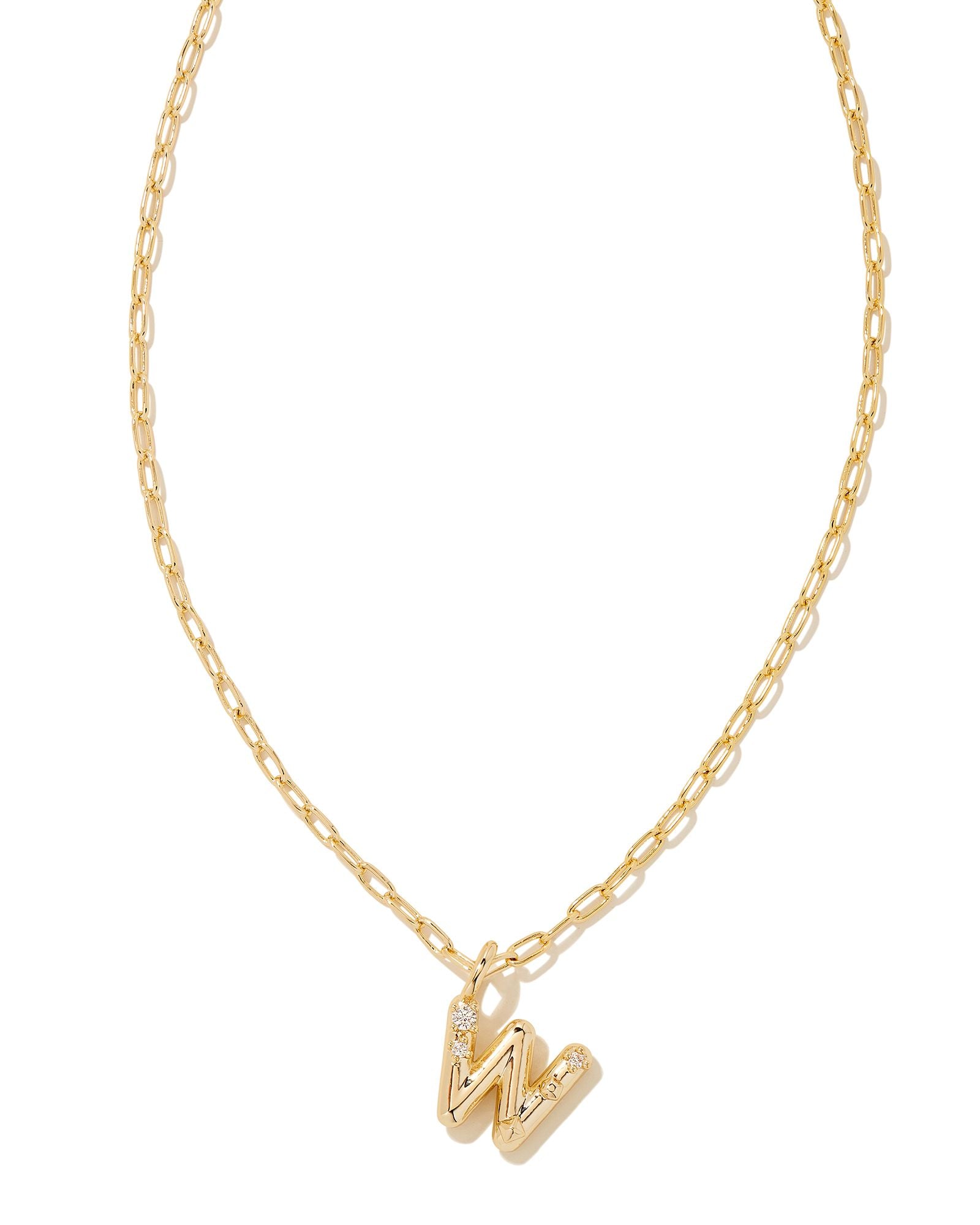 Crystal Letter Pendant Necklace Gold
