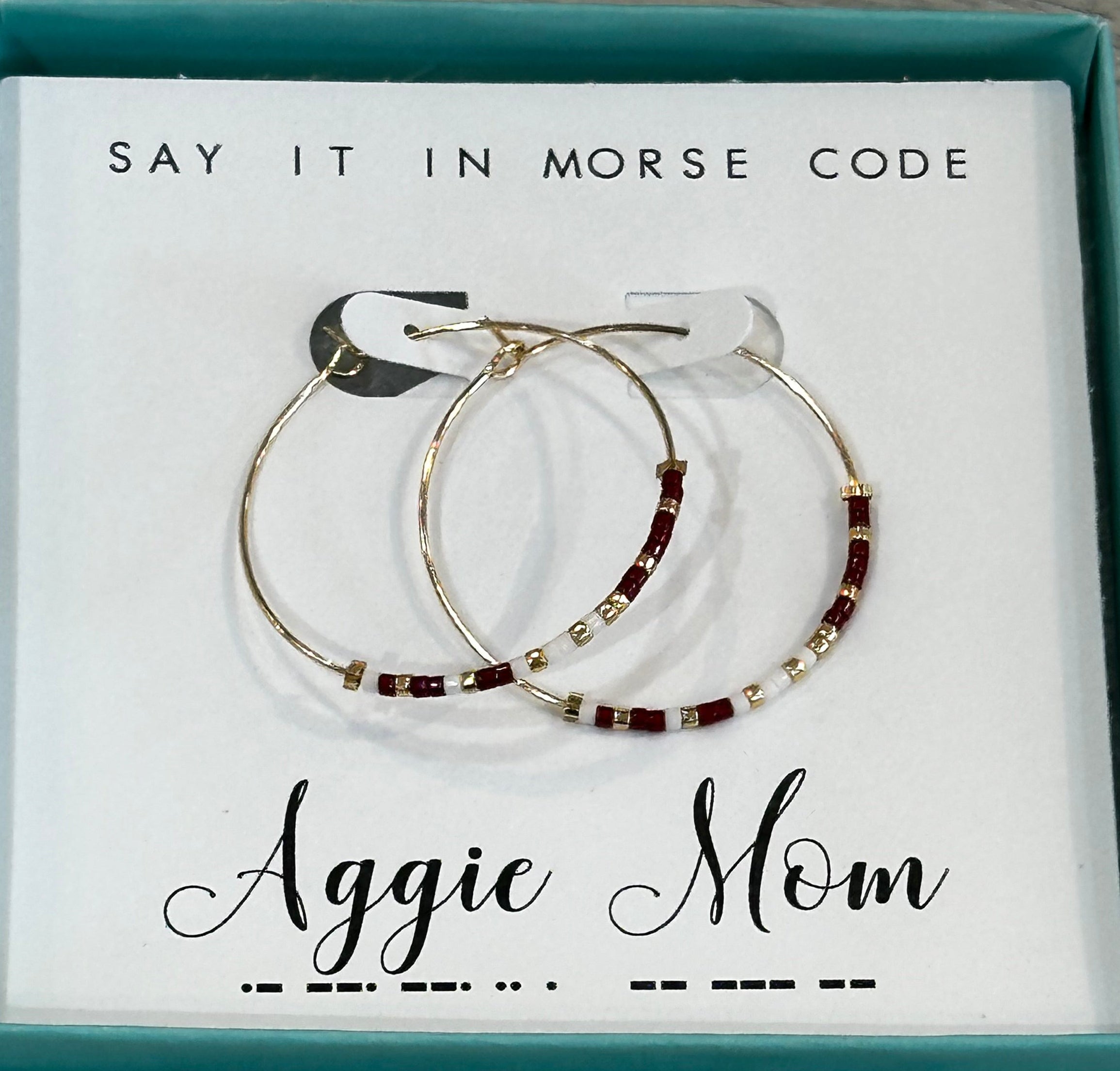 Aggie Mom Dot & Dash Hoop Earrings