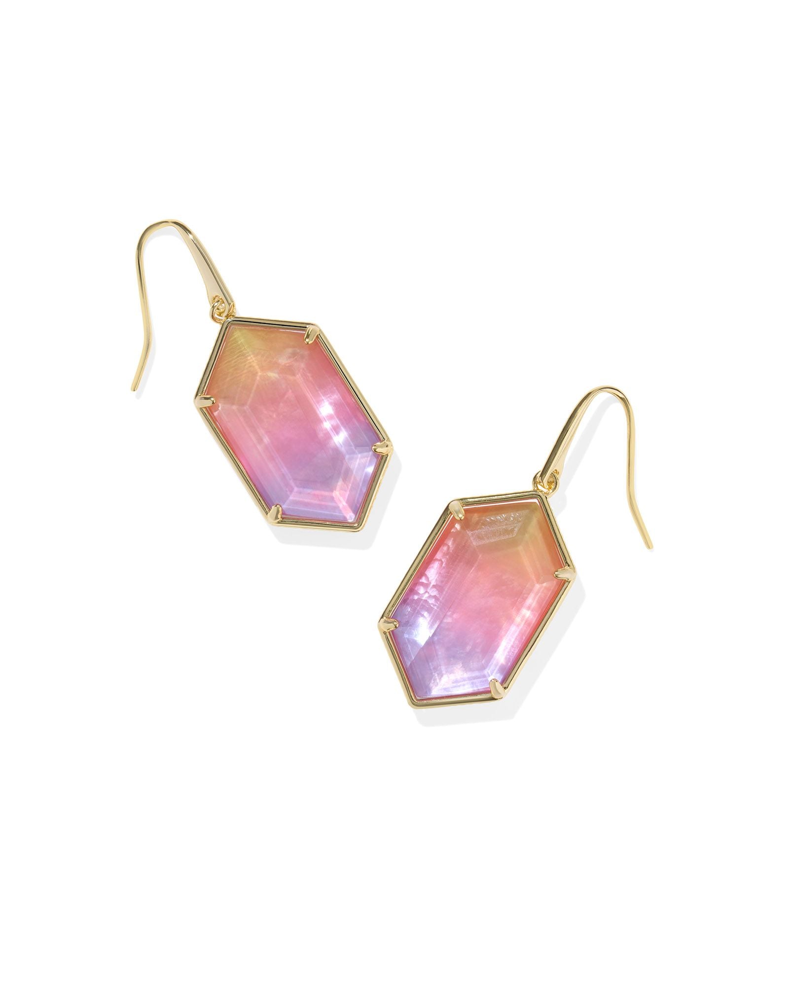 Hallie Gold Drop Earrings Sunrise Watercolor Illusion