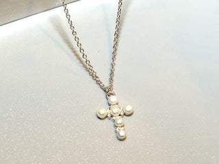 Meghan Browne Style Jewelry - Necklaces Sterling Silver Abe Pearl Cross Necklace Gold or Silver