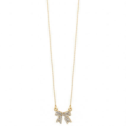Bow Crystal Necklace Gold or Silver