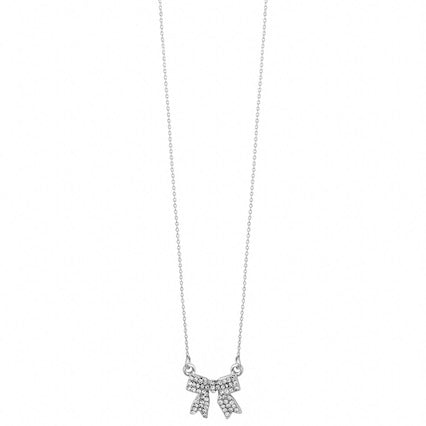 Bow Crystal Necklace Gold or Silver